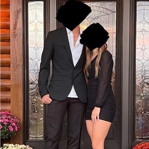 One shoulder mesh body con dress